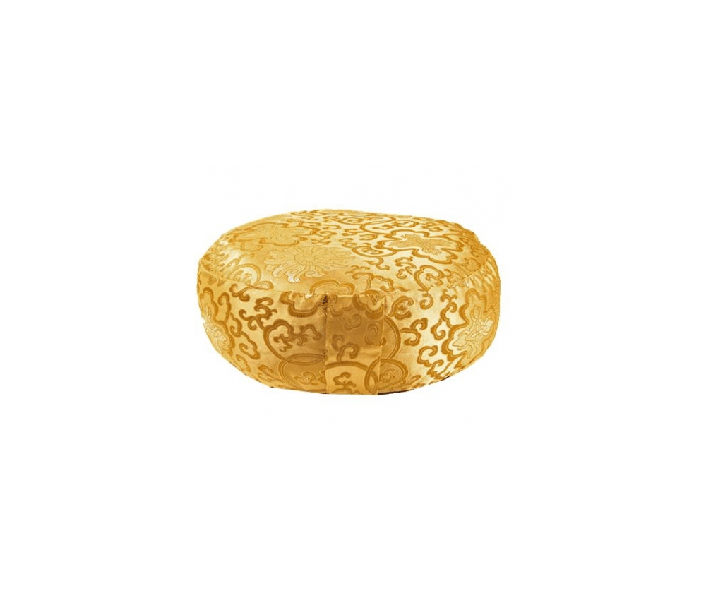 Yogi & Yogini - Kissen - Meditationskissen - Rund - Lotus - Gelb/Gold - ca. 33x13 cm