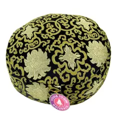 Yogi & Yogini - Kissen - Meditationskissen - Rund - Lotus - Schwarz/Gold- ca. 33x13 cm