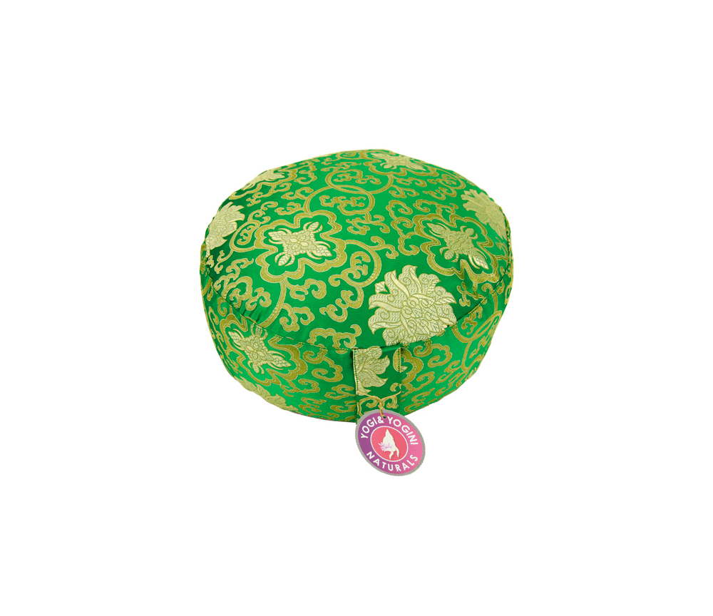 Yogi & Yogini - Kissen - Meditationskissen - Rund - Lotus - Grün/Gold - ca. 33x13 cm