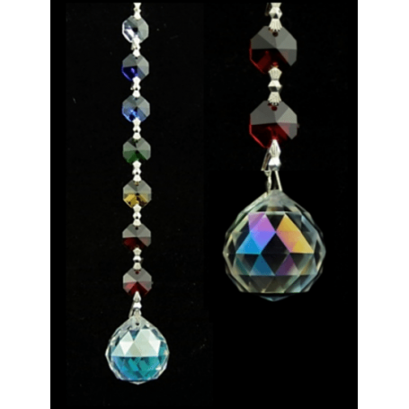 Feng-Shui - Regenbogen - Kristallkette - Aurora - Chakra - mit Kristall Kugel - Gesamtlänge ca. 20 cm