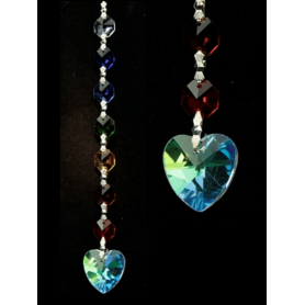 Feng-Shui - Regenbogen - Kristallkette - Aurora - Chakra - mit Kristall Herz - Gesamtlänge ca. 20 cm