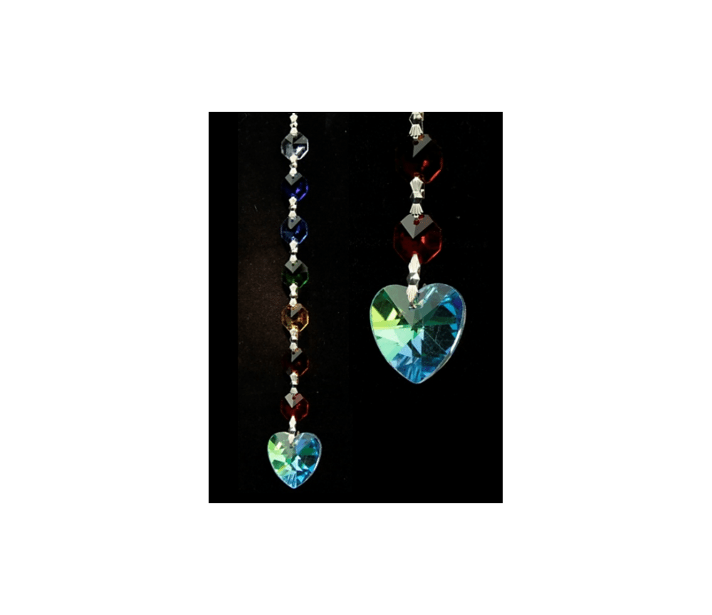 Feng-Shui - Regenbogen - Kristallkette - Aurora - Chakra - mit Kristall Herz - Gesamtlänge ca. 20 cm