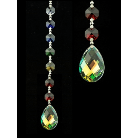 Feng-Shui - Regenbogen - Kristallkette - Aurora - Chakra - mit Kristall Amrita - Gesamtlänge ca. 20 cm