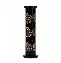 Räucherstäbchenhalter - Säule - Blume - Speckstein - Schwarz - ca. 28x6,5cm