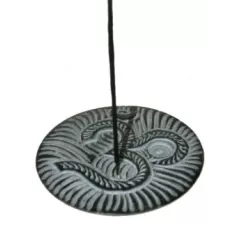 Räucherstäbchen - & Weihrauchkegel Halter - Ohm - Speckstein - Schwarz - Rund - ca. 10cm