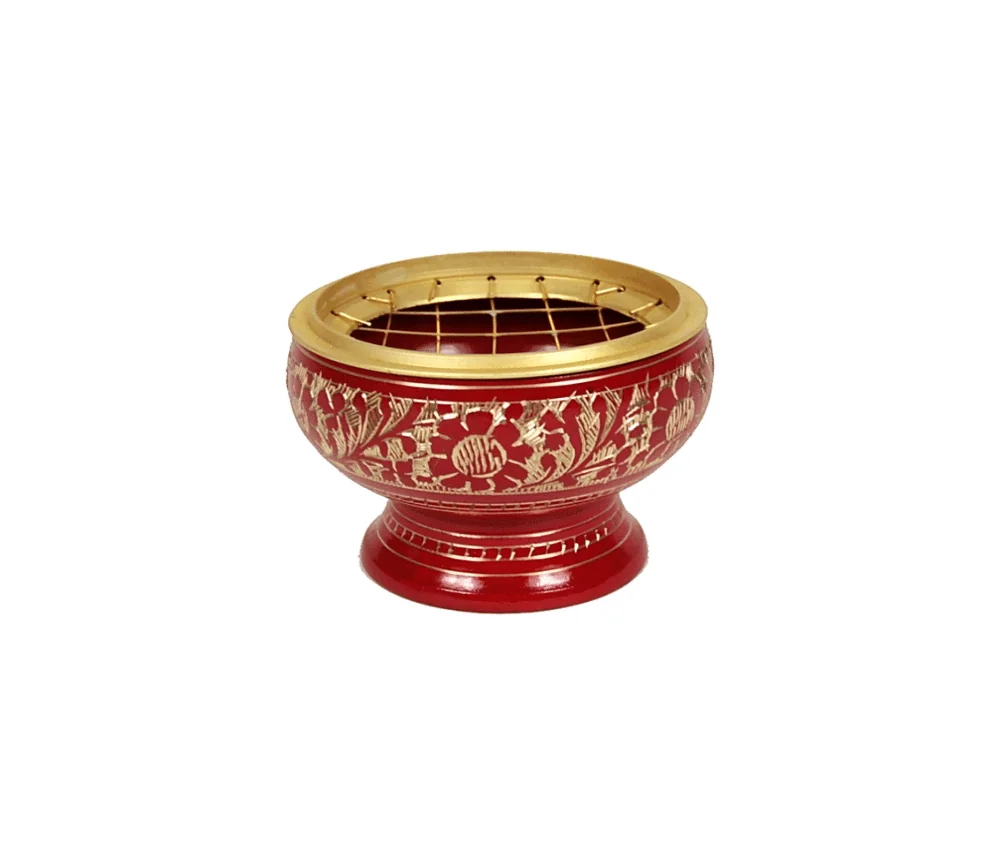Räuchergefäß - für Kohle - Messing - rot - ca. 7,5x5,5cm