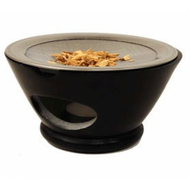 Räuchergefäß -  Maroque - mit Sieb für Teelicht - Speckstein - schwarz - ca. 7x13cm