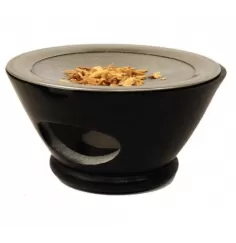 Räuchergefäß - Maroque - mit Sieb für Teelicht - Speckstein - schwarz - ca. 7x13cm