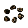 Edelstein / Heilstein - Set aus 6 Wicca Steinen - Schwarzer Achat - Gold - ca. 3,3x2,3cm