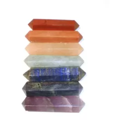 Edelstein / Heilstein - Set aus 7 Chakra Stäben mit Doppelspitze - ca. 3,5cm