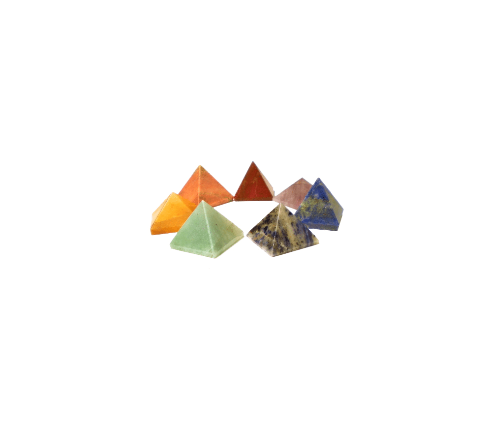 Edelstein / Heilstein - Set aus 7 Chakra Pyramiden Steinen - ca. 2,5x2,5x3cm