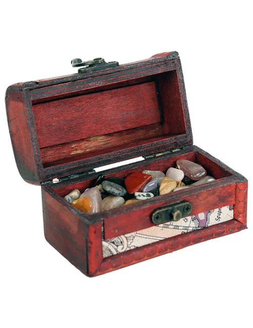 Edelstein / Heilstein - Schatzkistchen mit 200gr Trommelsteinen ca. 1-2cm