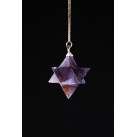 Pendel - Edelstein - Amethyst- Merkaba - achtspizig - Silber - ca. 3cm