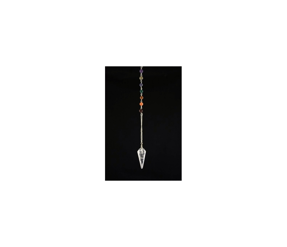 Pendel - Edelstein - Bergkristall mit Chakrakette - Silber - ca. 3-4cm