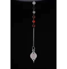Pendel - Edelstein - Rosenquarz Kugel mit Chakrakette - Silber - ca. 4,5cm