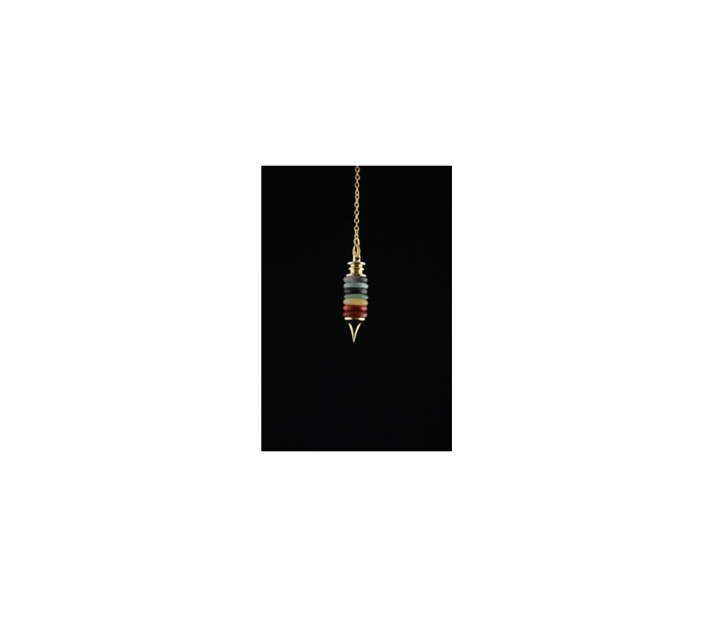 Pendel - Chakra - mit 7 Edelstein Donuts - Gold - ca. 4,5x1cm