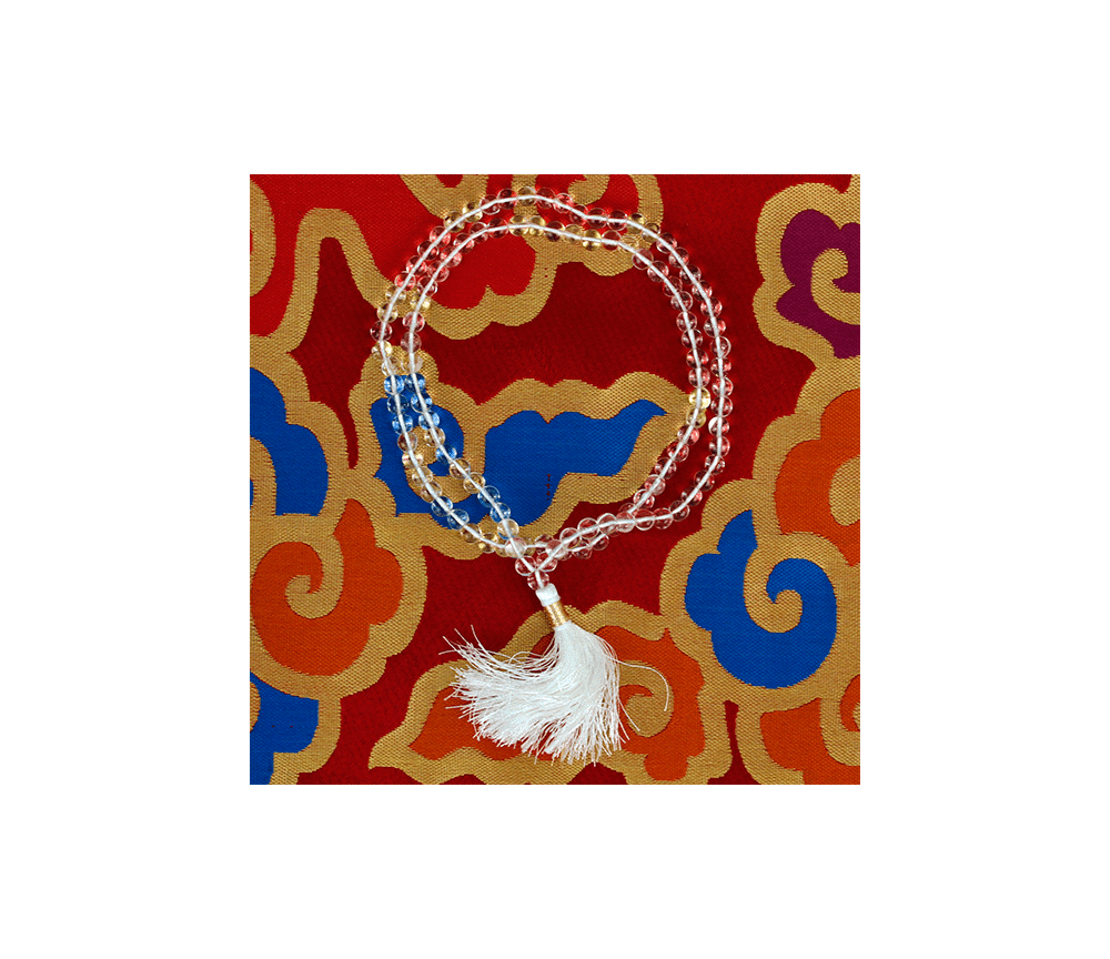 Mala - Edelstein - Bergkristall AA-Qualität - mit passender Quaste - 108 Perlen - ca. 31cm