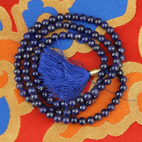 Mala - Edelstein - Lapis Lazuli AA-Qualität - mit passender Quaste - 108 Perlen - ca.31cm