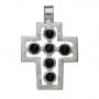 Anhänger - Passions-Kreuz mit Onyx (gef.), 925 Silber, matt