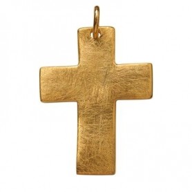 Anhänger - Passions-Kreuz, breit, 925 Silber vergoldet, matt
