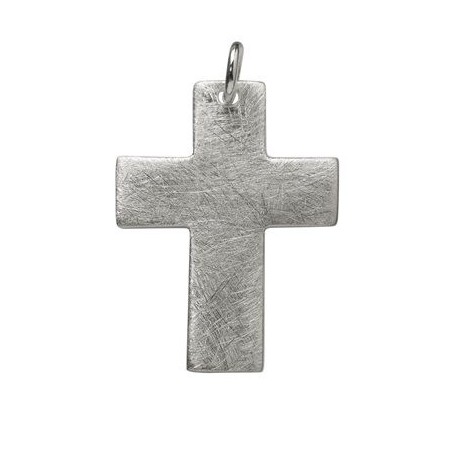 Anhänger - Passions-Kreuz, breit, 925 Silber, matt