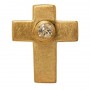 Anhänger - Passions-Kreuz, mit Topas, 925 Silber vergoldet, matt