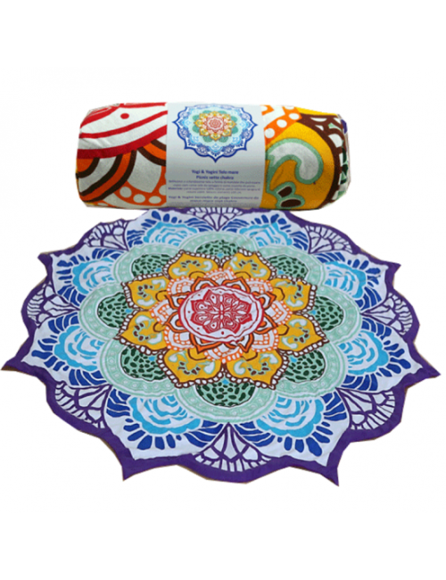 Decke - 7 Chakras - für Strand, Picknick & Freizeit - Baumwolle - Bunt -Rund - ca. 150 cm