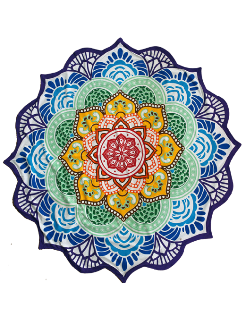 Decke - 7 Chakras - für Strand, Picknick & Freizeit - Baumwolle - Bunt -Rund - ca. 150 cm