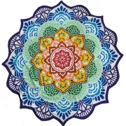 Decke - 7 Chakras - für Strand, Picknick & Freizeit - Baumwolle - Bunt -Rund - ca. 150 cm