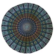 Decke - Mandala - für Strand, Picknick & Freizeit - Baumwolle - Blau/Grün -Rund - ca. 150 cm