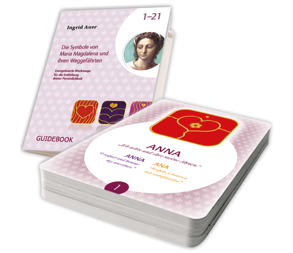 Ingrid Auer - Energetisiertes Kartenset Maria-Magdalena-Symbole DEUTSCH mit Guidebook