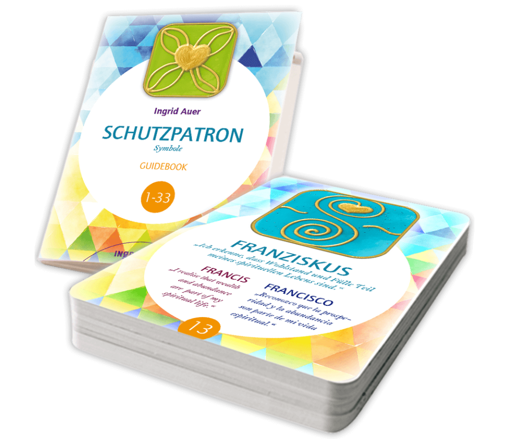 Ingrid Auer - Energetisiertes Kartenset  Schutzpatron-Symbole  DEUTSCH mit Guidebook