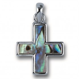 Anhänger Kreuz gleichschenklig, Paua-Muschel mit Kette