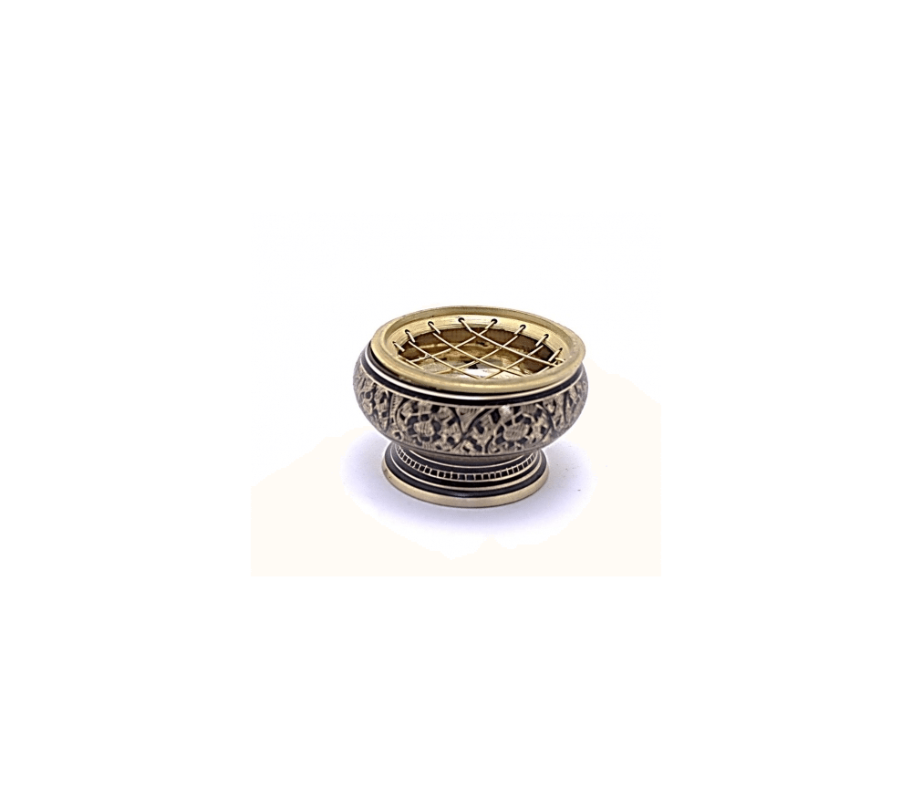 Räuchergefäß - für Kohle - aus Messing - Schwarz/Gold - ca. 7,5x5,5 cm
