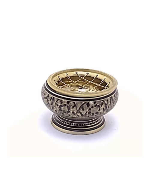 Räuchergefäß - für Kohle - aus Messing - Schwarz/Gold - ca. 7,5x5,5 cm