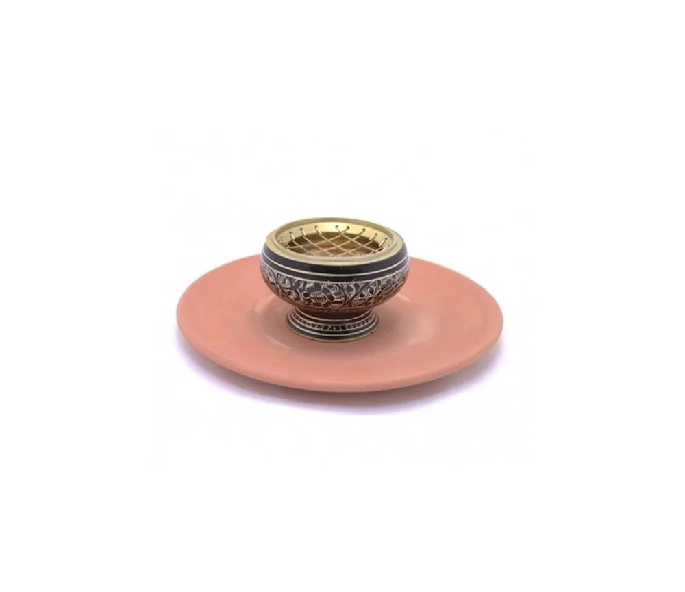 Räuchergefäß - für Kohle - aus Messing - Schwarz/Gold - ca. 7,5x5,5 cm