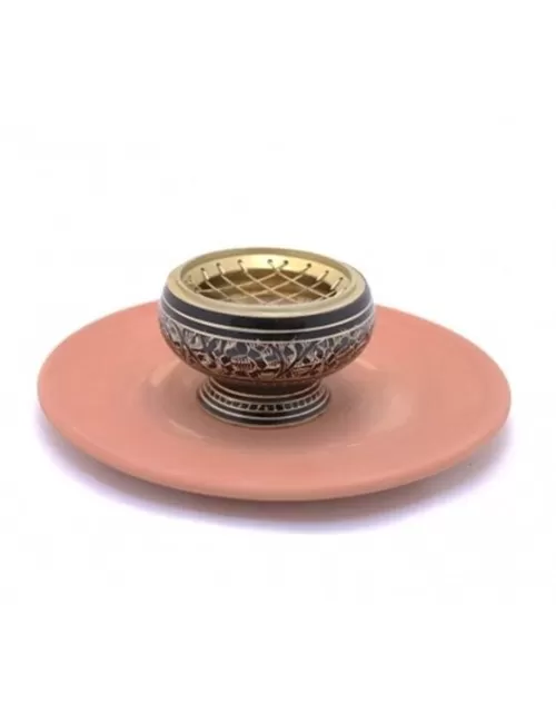 Räuchergefäß - für Kohle - aus Messing - Schwarz/Gold - ca. 7,5x5,5 cm