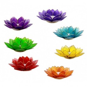 Teelichthalter - Capiz Muschel - Lotus Licht - Chakra -groß - 7er Set - Silber