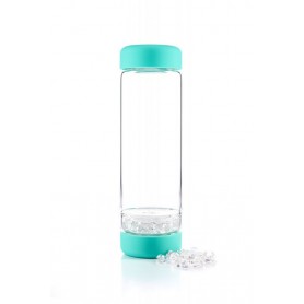 VitaJuwel Flasche Inu! Crystal | Ocean Blue mit Bergkristall