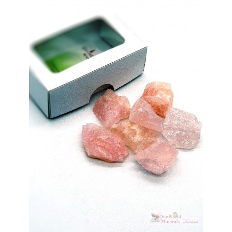 One World Minerals - Rosenquarz Wassersteine - Schachtel mit Sichtfenster - quintESSENCE Wassersteine