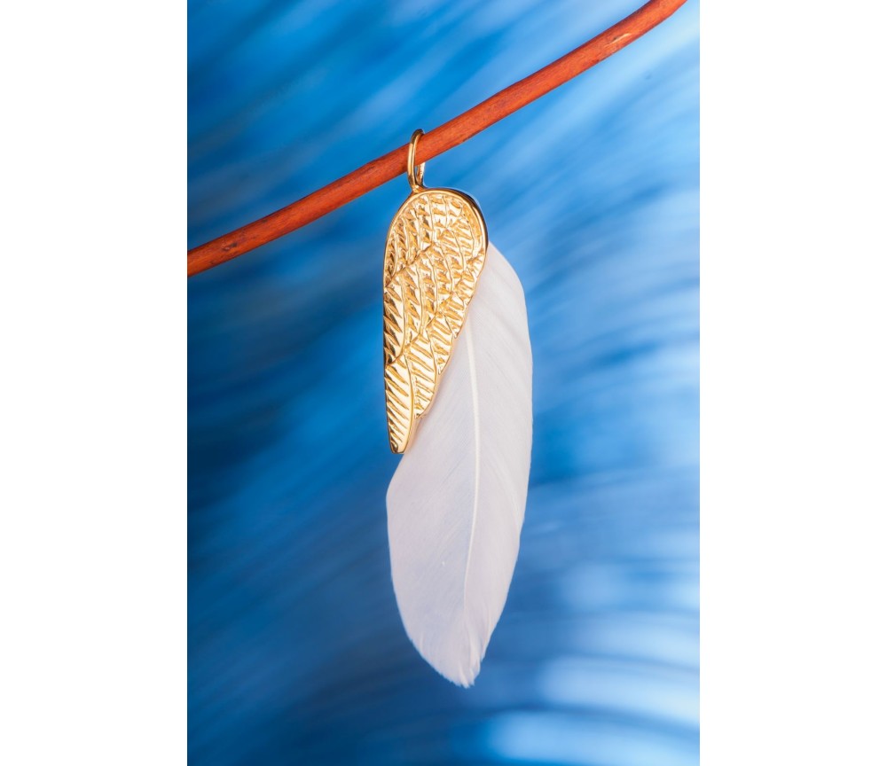 Anhänger - Traumfeder, gold aus Stahl