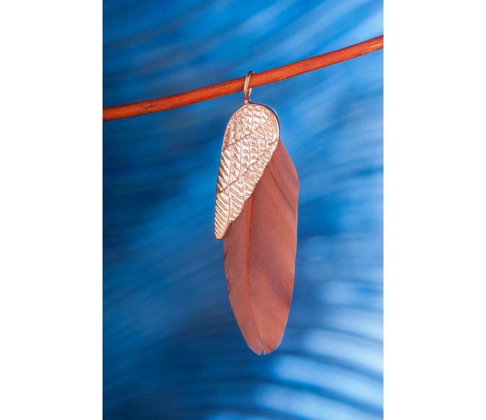 Anhänger - Traumfeder, rosé aus Stahl