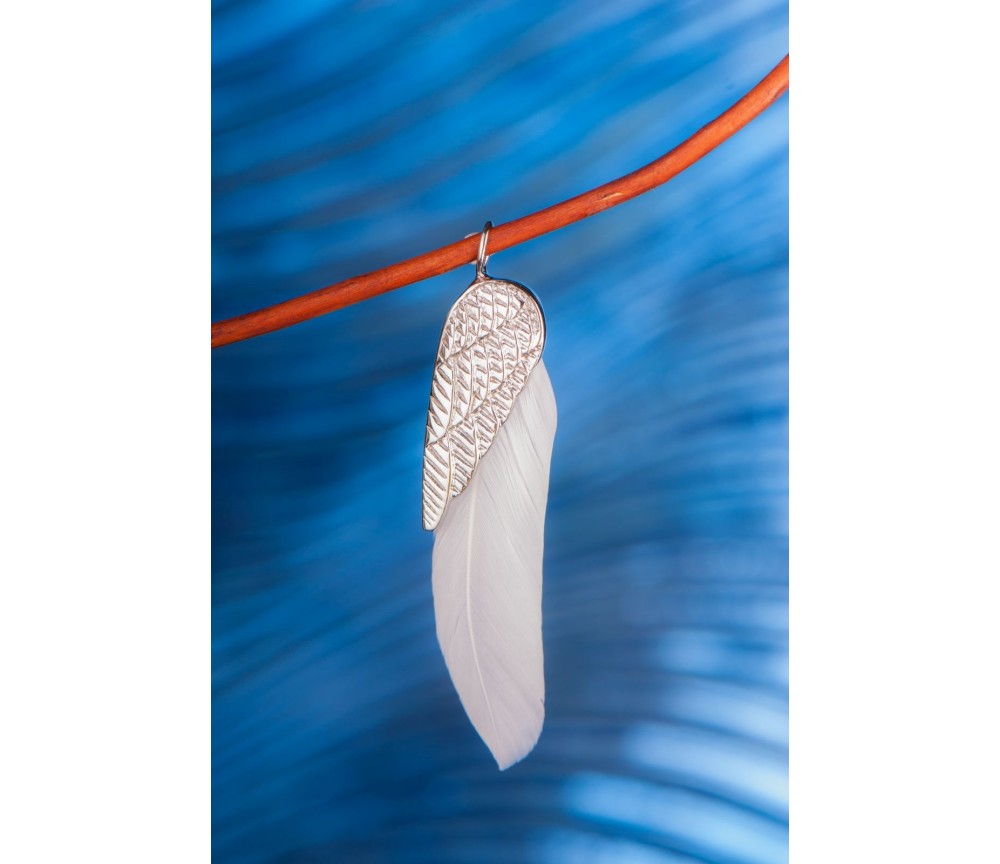 Anhänger - Traumfeder, silber aus Stahl