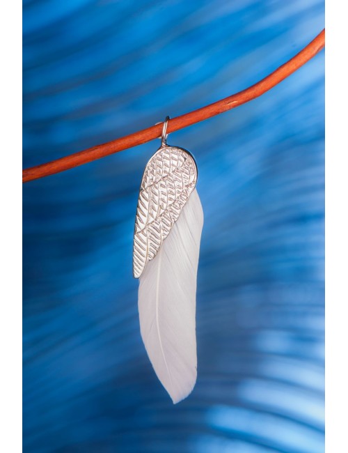 Anhänger - Traumfeder, silber aus Stahl