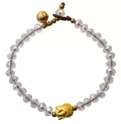Armband - Buddhakopf - mit 33 Glasperlen, crystal 18cm