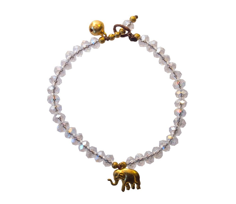 Armband  - Elefant -  mit 33 Glasperlen, crystal 18cm