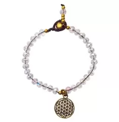 Armband - Blume des Lebens - mit 33 Glasperlen, crystal 18cm