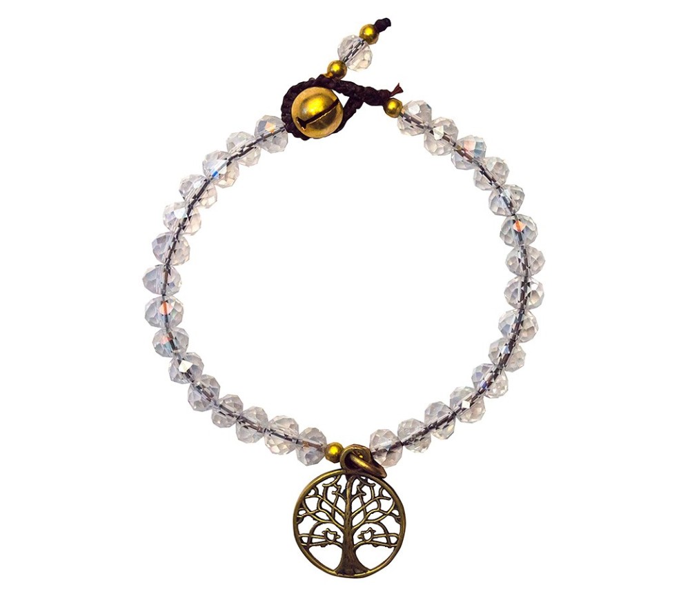 Armband  - Baum des Lebens -  mit 33 Glasperlen, crystal 18cm