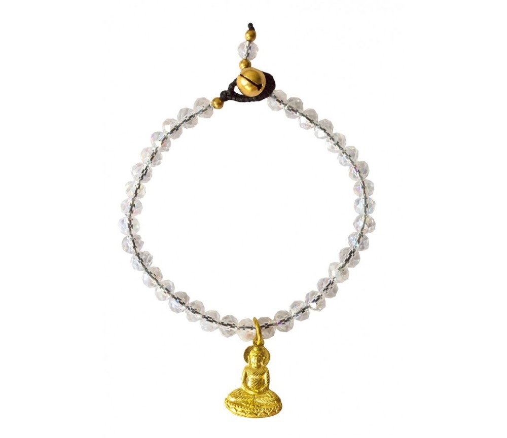 Armband  - Buddha -  mit 33 Glasperlen, crystal 18cm