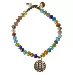 Armband - Blume des Lebens - mit 33 Glasperlen, bunt 18cm
